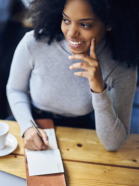 Women at table taking notes