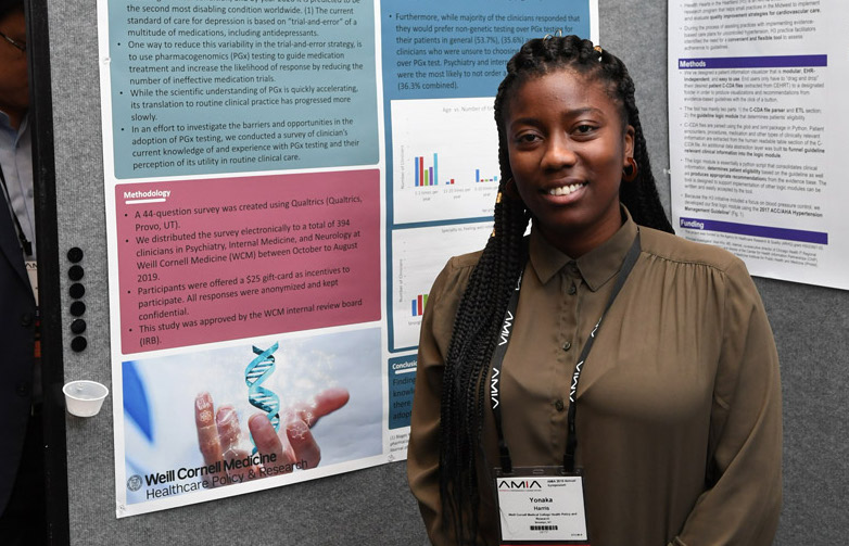 Graduate student Yonaka Harris at the AMIA 2019 Annual Symposium. Photo of Yonaka Harris