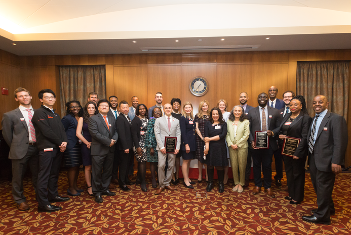 Winners of the 2019 Diversity Awards with Dr. Augustine M.K. Choi and Jessica Bibliowicz. Credit: Ashley Jones Photo of 2019 diversity award winner